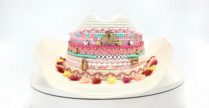 Decorated Cowgirl Straw Beach Hat
